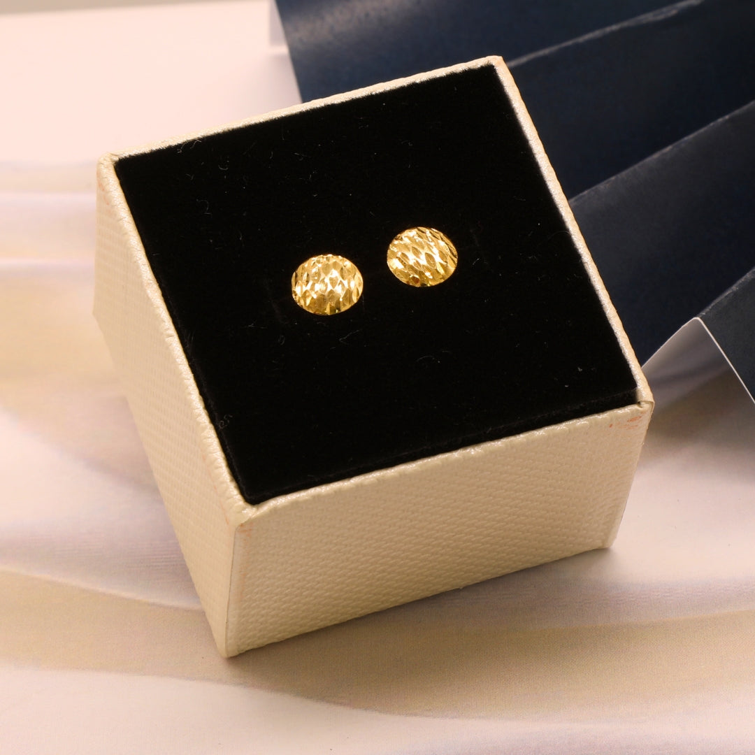 Gold 18KT Textured Ball Stud Earrings