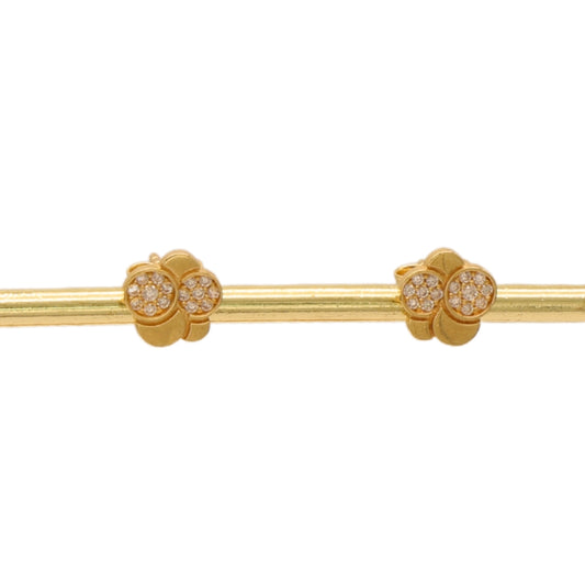 Gold 18KT Double Bloom Stud Earrings