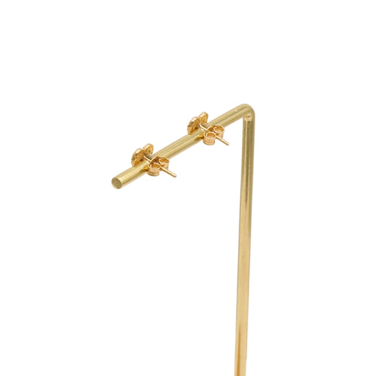 Gold 18KT Diamond-Cut Heart Stud Earrings