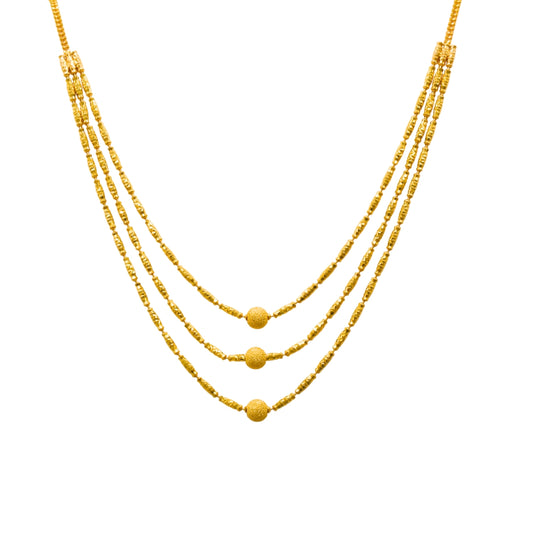 Gold 22KT 18 Inches Twisted Beaded Layered Necklace