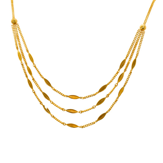 Gold 22KT 18 Inches Leaf Motif Layered Necklace