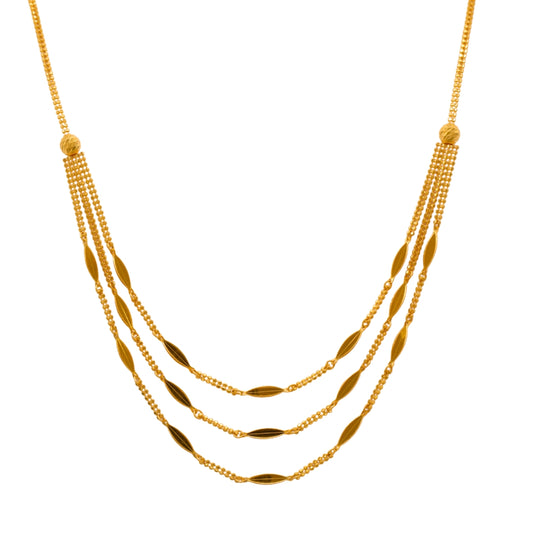 Gold 22KT 18 Inches Leaf Bead Necklace