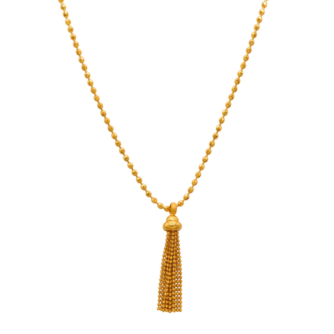 Gold 22KT 18 Inches Tassel Ball Necklace