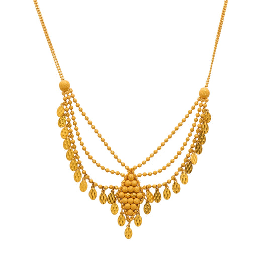 Gold 22KT 18 Inches Dangle Bead Necklace