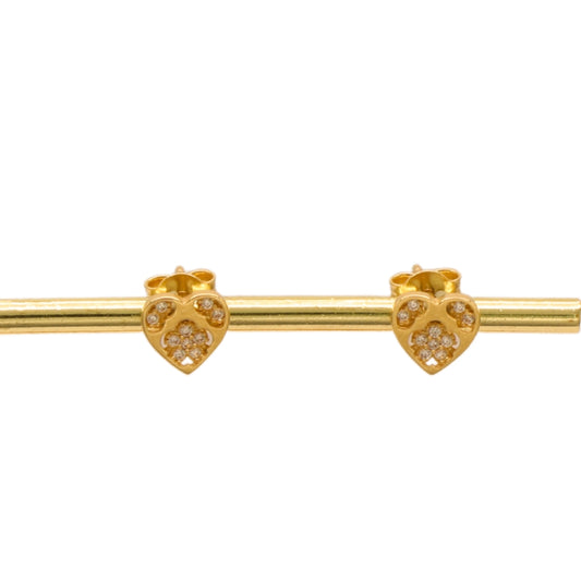 Gold 18KT Heart Stud Earrings