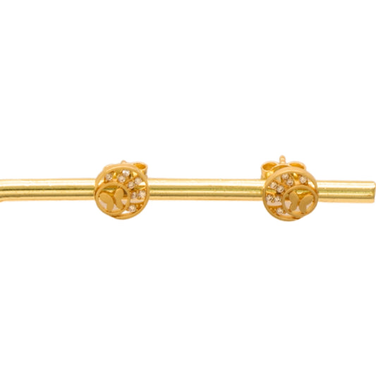 Gold 18KT Baby Feet Round Stud Earrings