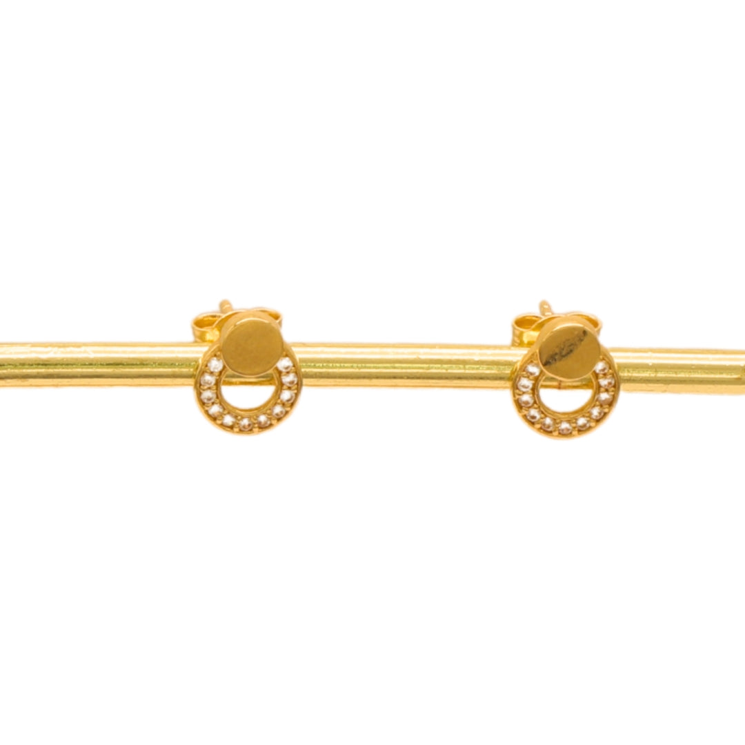 Gold 18KT Circle Studded Earrings