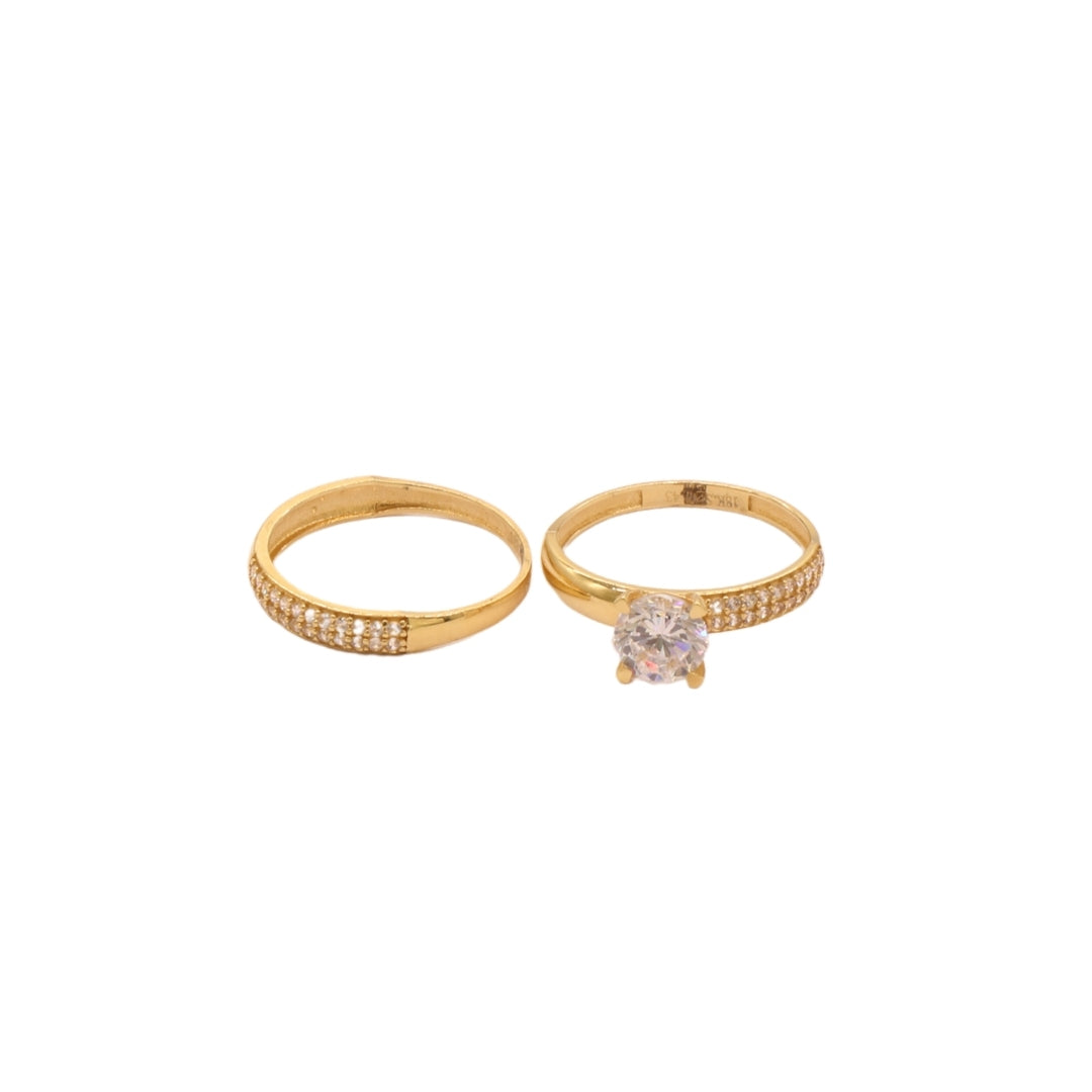 Gold 18KT Crystal Band Solitaire Ring