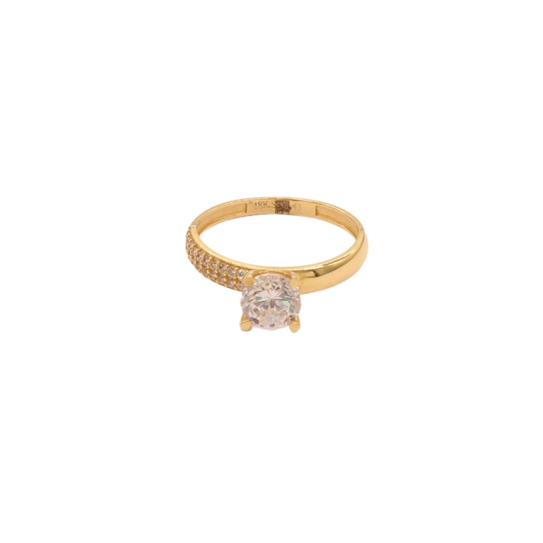 Gold 18KT Crystal Band Solitaire Ring