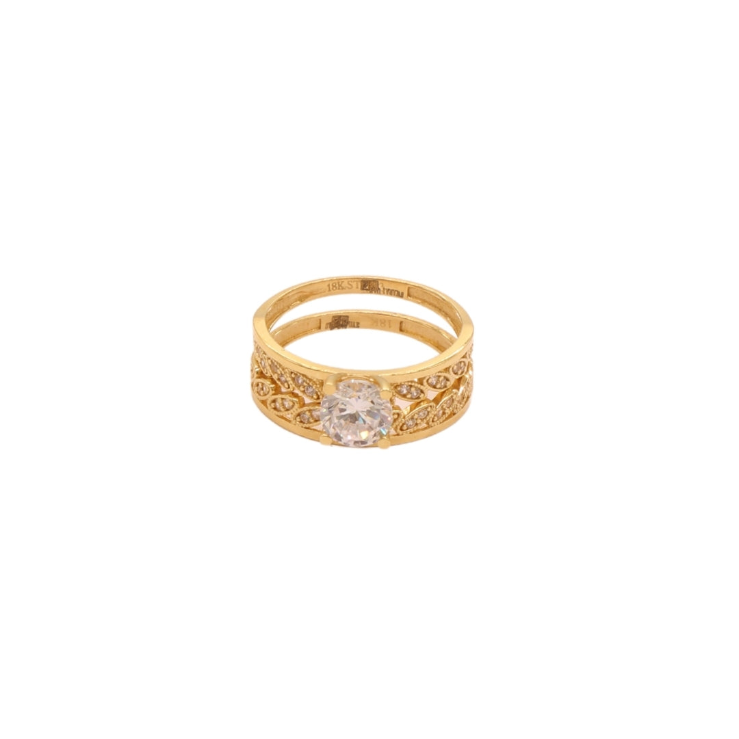 Gold 18KT Vintage Leaf Cutwork Ring