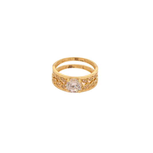 Gold 18KT Vintage Leaf Cutwork Ring