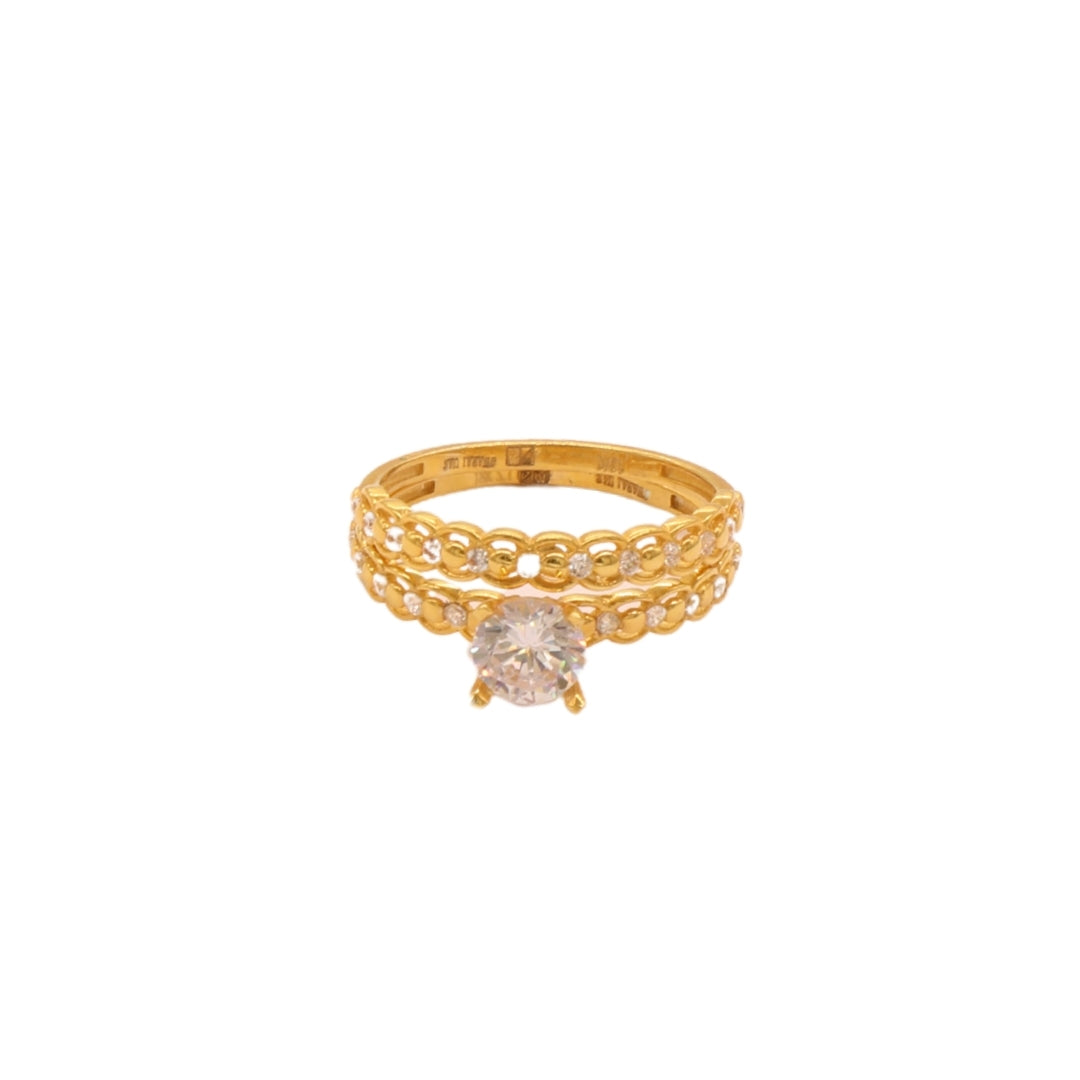 Gold 18KT Stone Studded Dual Band Ring