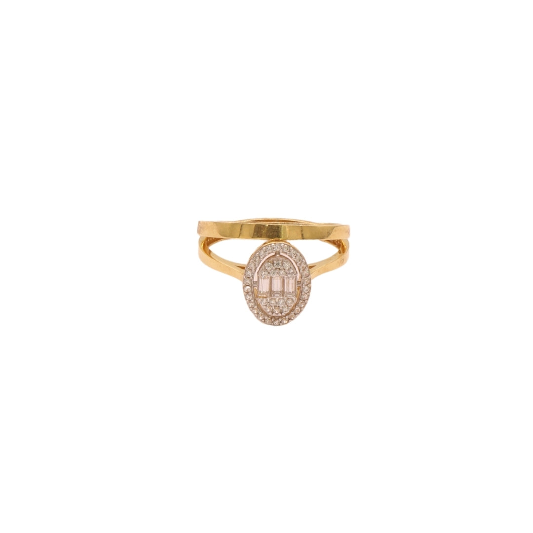 Gold 18KT Oval Cluster Stone Ring