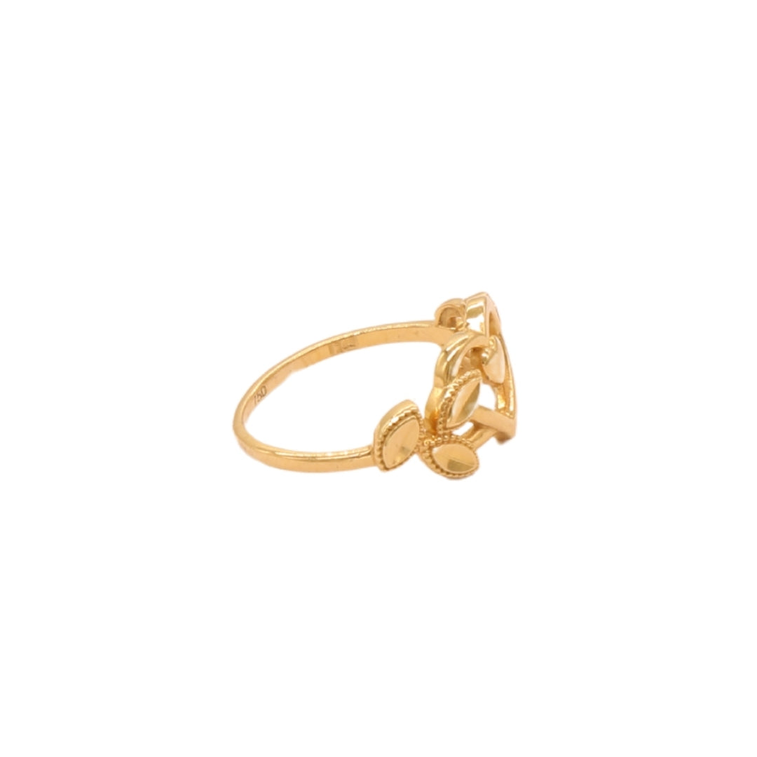 Gold 18KT Heart Leaf Ring
