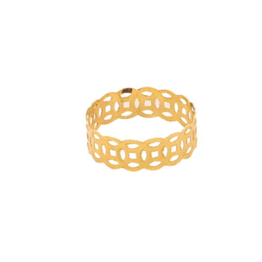 Gold 18KT Mesh Cut Ring