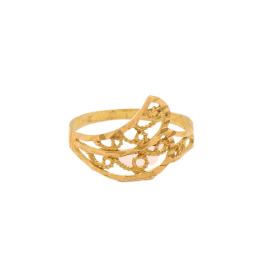Gold 18KT Floral Crisscross Ring