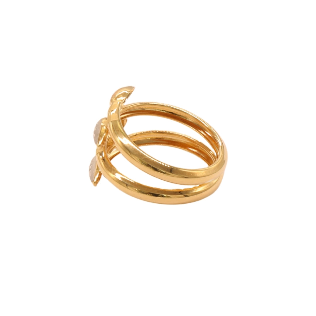 Gold 18KT Triple Band Leaf Design Ring