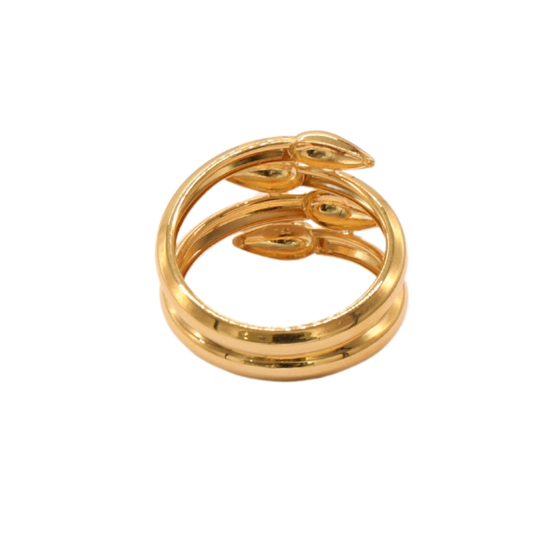 Gold 18KT Triple Band Leaf Design Ring