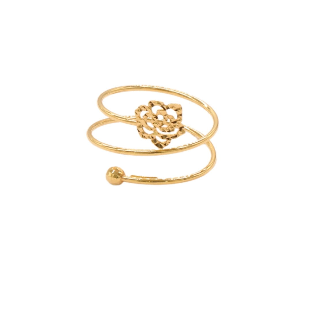Gold 18KT Floral Spiral Adjustable Ring
