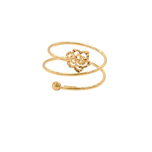 Gold 18KT Floral Spiral Adjustable Ring