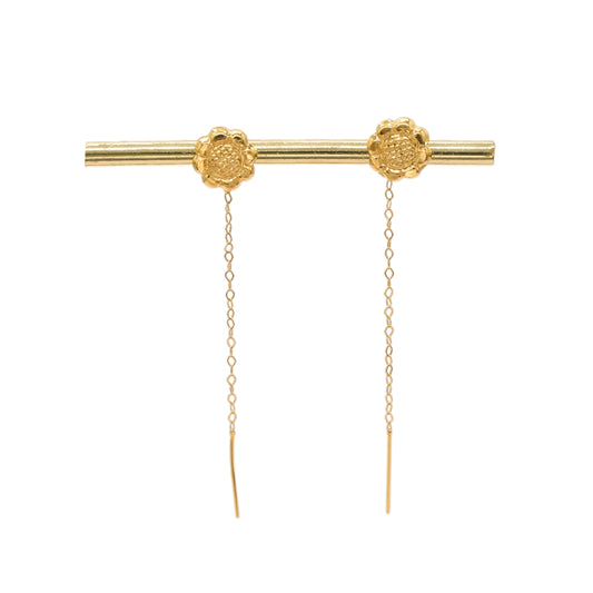 Gold 18KT Floral Drop Earrings