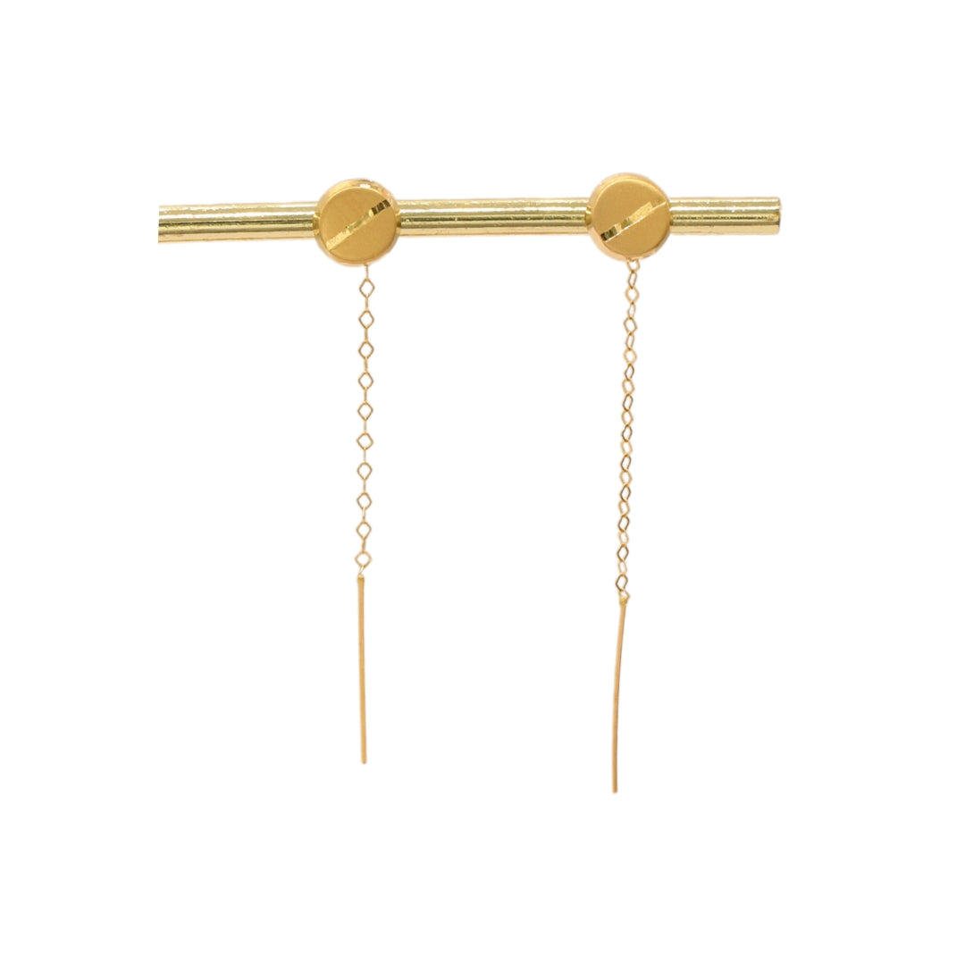 Gold 18KT Polished Circle Drop Earrings