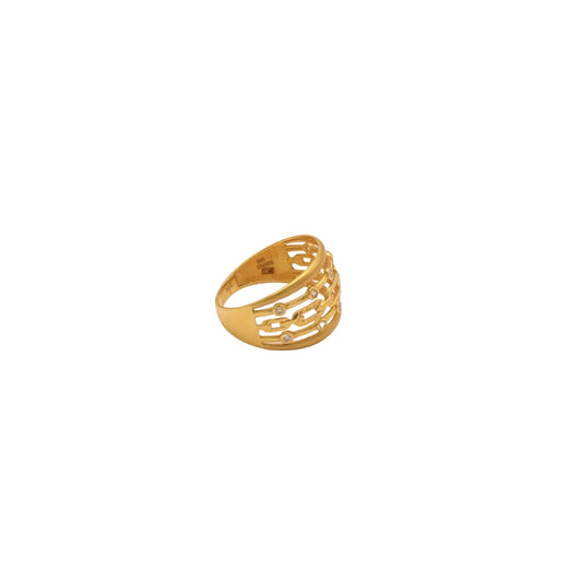 Gold 21KT Cutwork Dome Ring with Stones