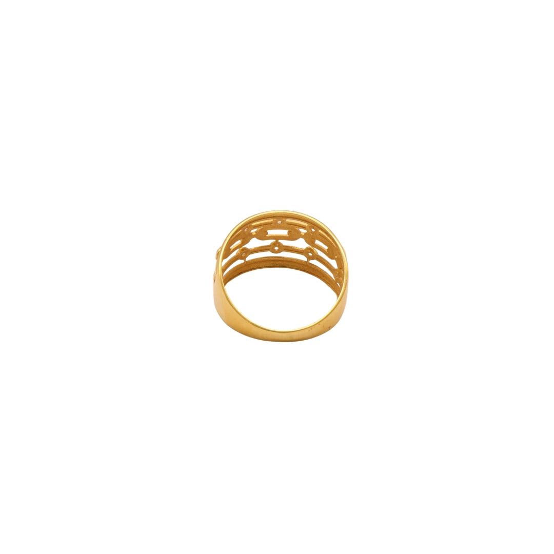 Gold 21KT Cutwork Dome Ring with Stones