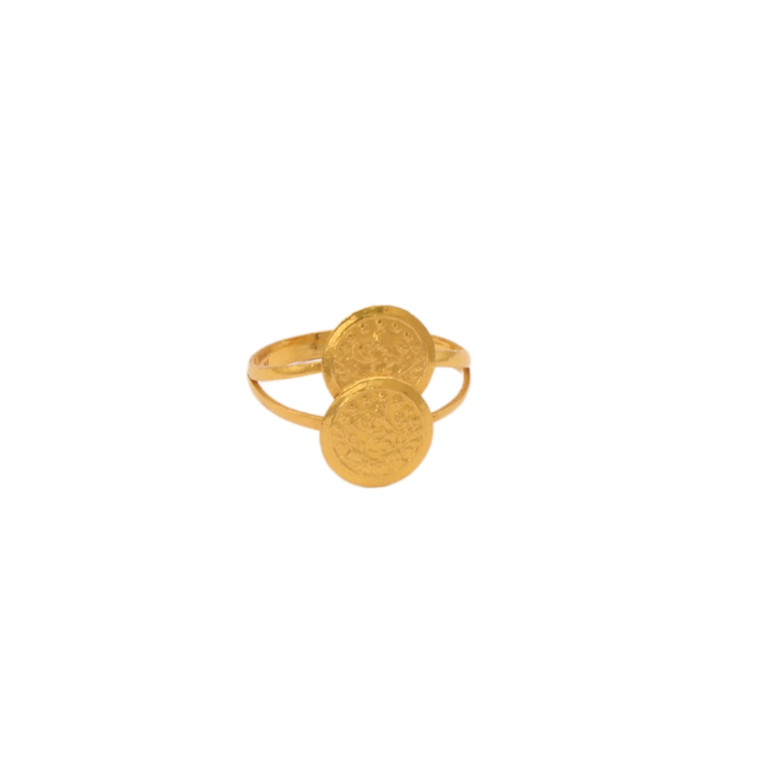 Gold 21KT Double Coin Design Ring
