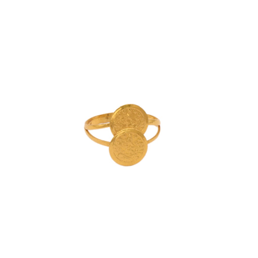 Gold 21KT Double Coin Design Ring