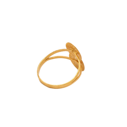 Gold 21KT Double Coin Design Ring