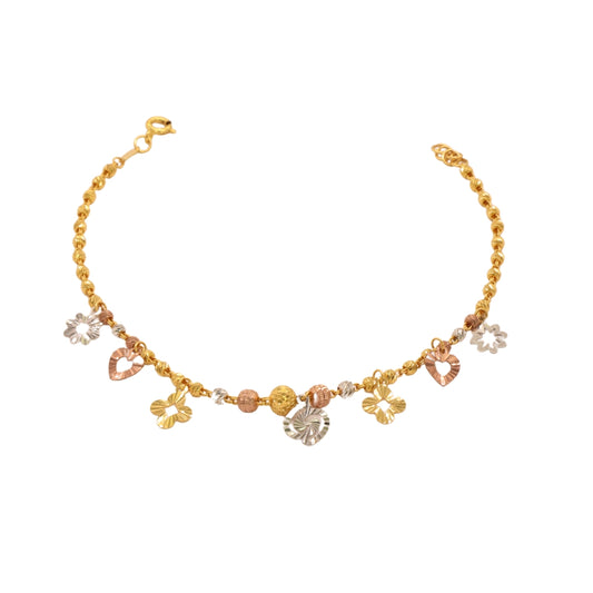 Gold 22KT 7.5 Inches Multicolor Charm Bracelet