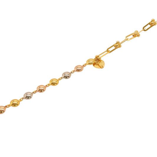 Gold 22KT 7.5 Inches Heart Bead Bracelet