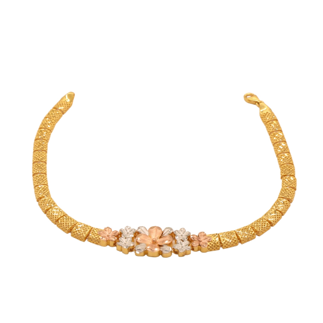 Gold 22KT 7.5 Inches Bold Floral Kada Bracelet