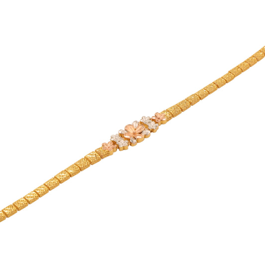 Gold 22KT 7.5 Inches Bold Floral Kada Bracelet