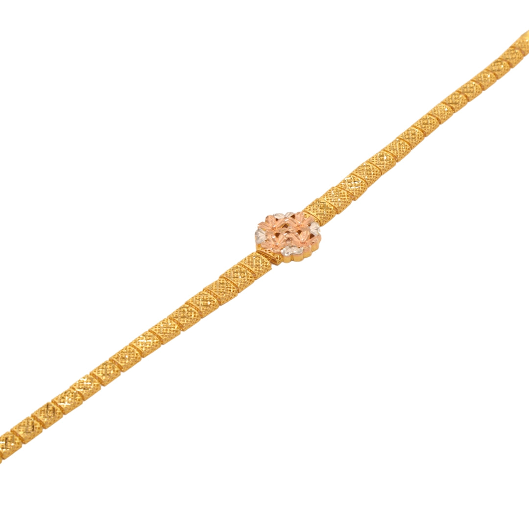 Gold 22KT 7.5 Inches Round Floral Kada Bracelet