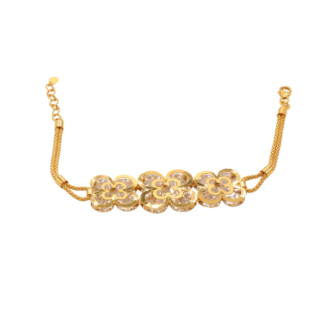 Gold 22KT 7.5 Inches Five Petal Flower Bracelet