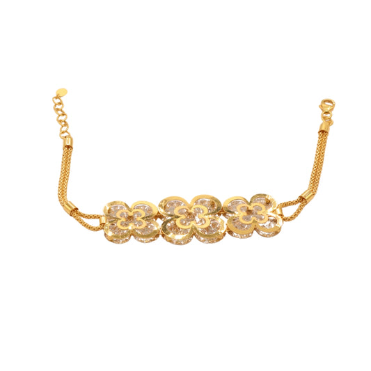 Gold 22KT 7.5 Inches Five Petal Flower Bracelet