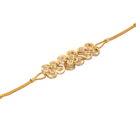 Gold 22KT 7.5 Inches Five Petal Flower Bracelet