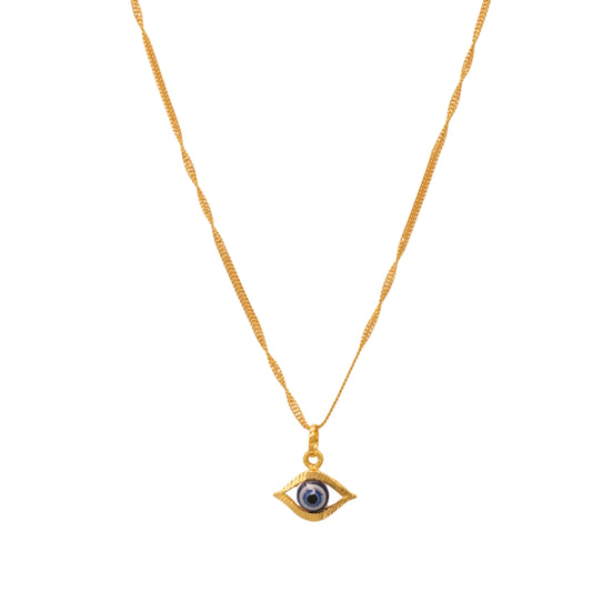 Gold 22KT Evil Eye Pendant Necklace