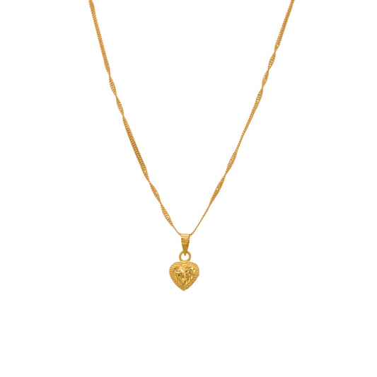 Gold 22KT Heart Pendant Necklace