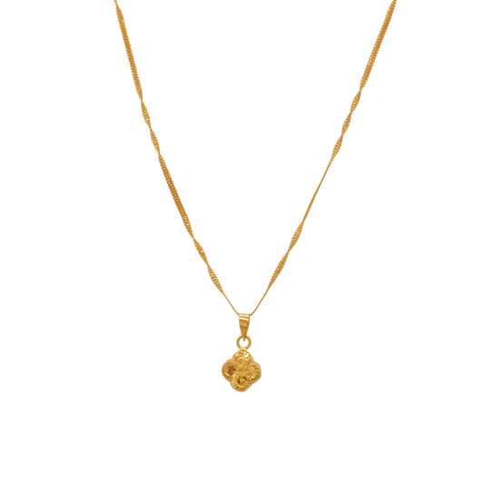 Gold 22KT Clover Pendant Necklace