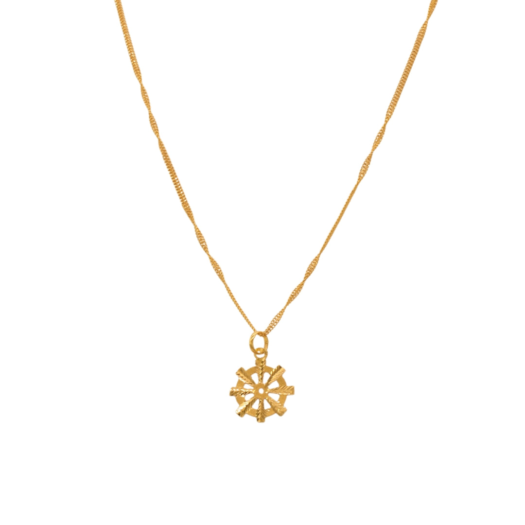 Gold 22KT Floral Pendant Necklace
