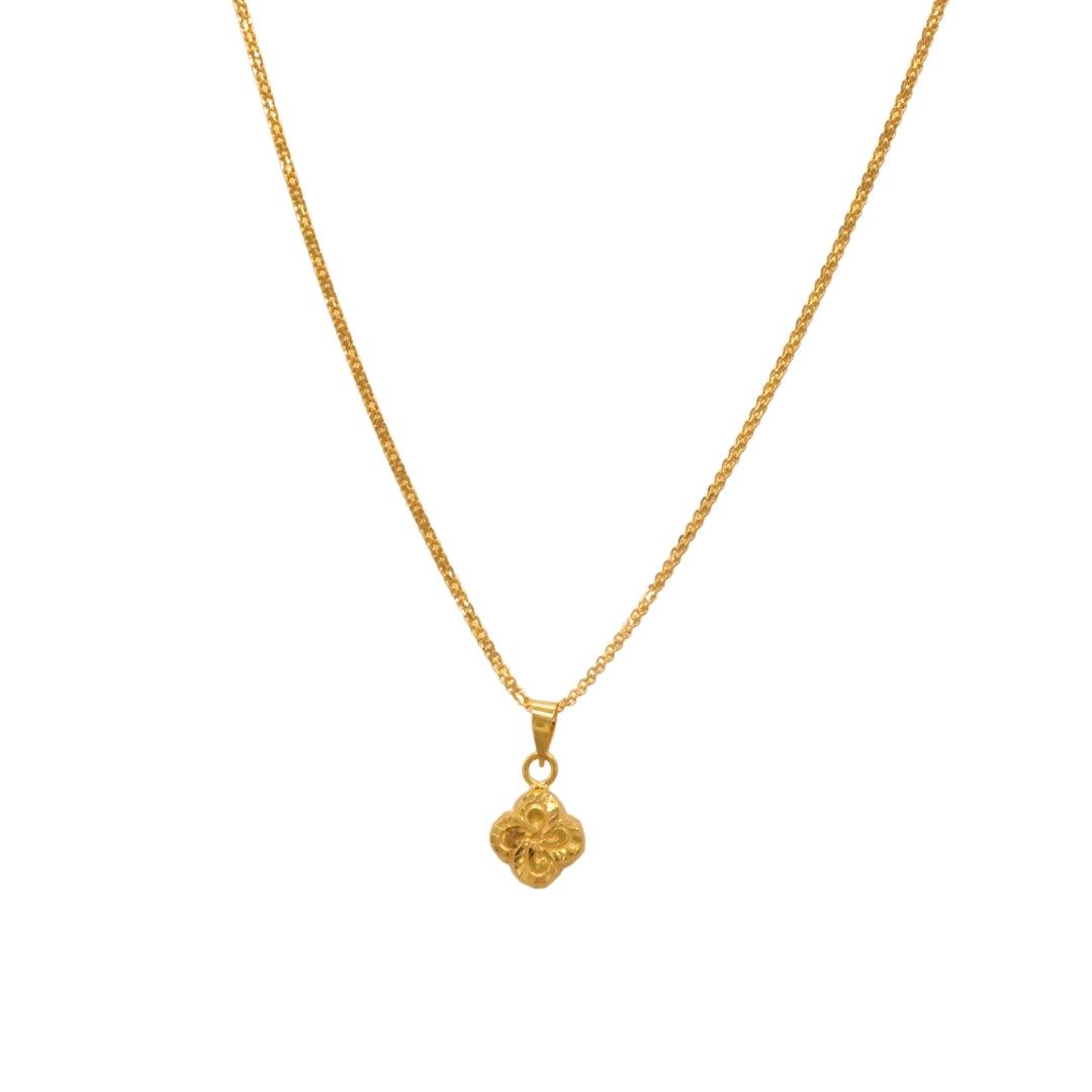 Gold 22KT Bold Clover Pendant Necklace