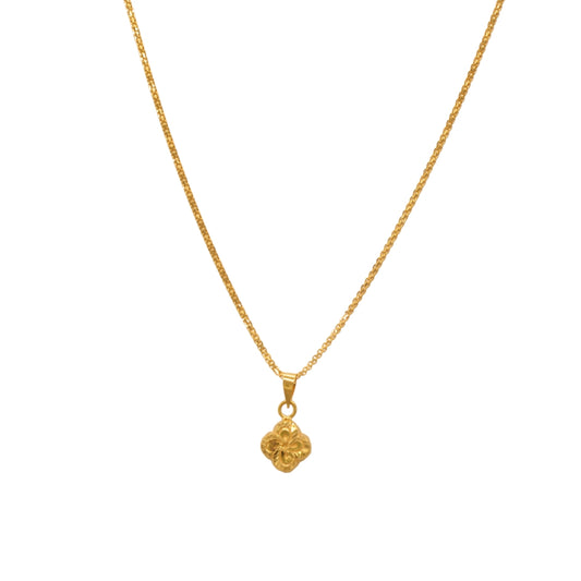 Gold 22KT Bold Clover Pendant Necklace