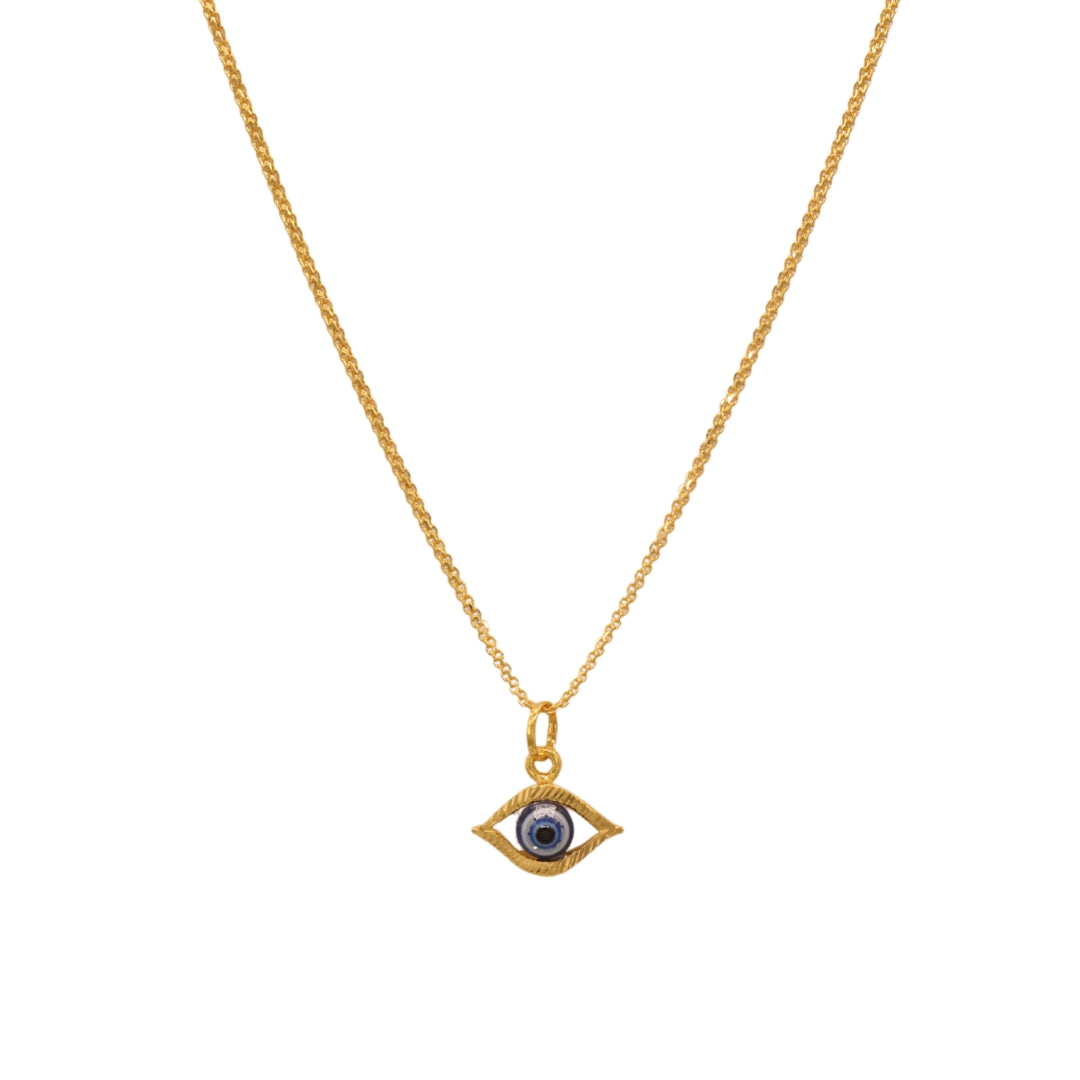 Gold 22KT Bold Evil Eye Pendant Necklace