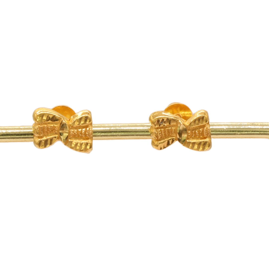 Gold 22KT Bow Shaped Stud Earrings