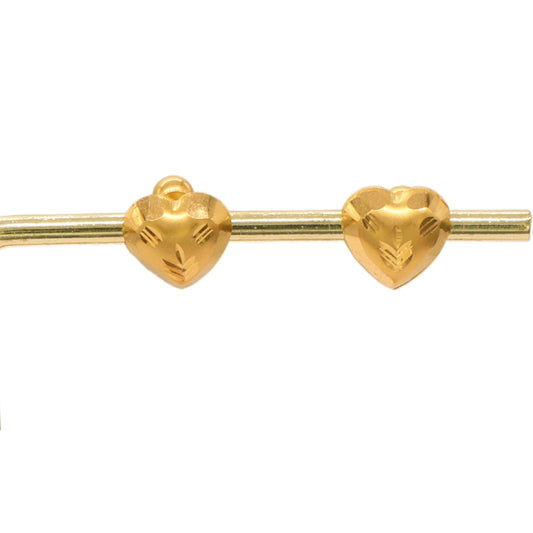 Gold 22KT Heart Shaped Stud Earrings