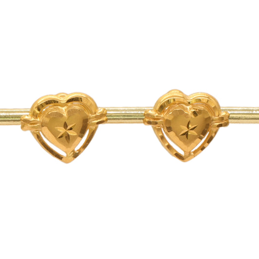 Gold 22KT Double-Layered Heart Stud Earrings