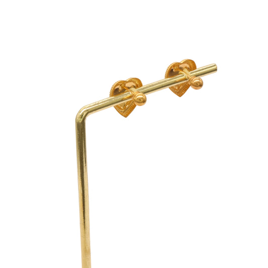 Gold 22KT Engraved Heart Stud Earrings